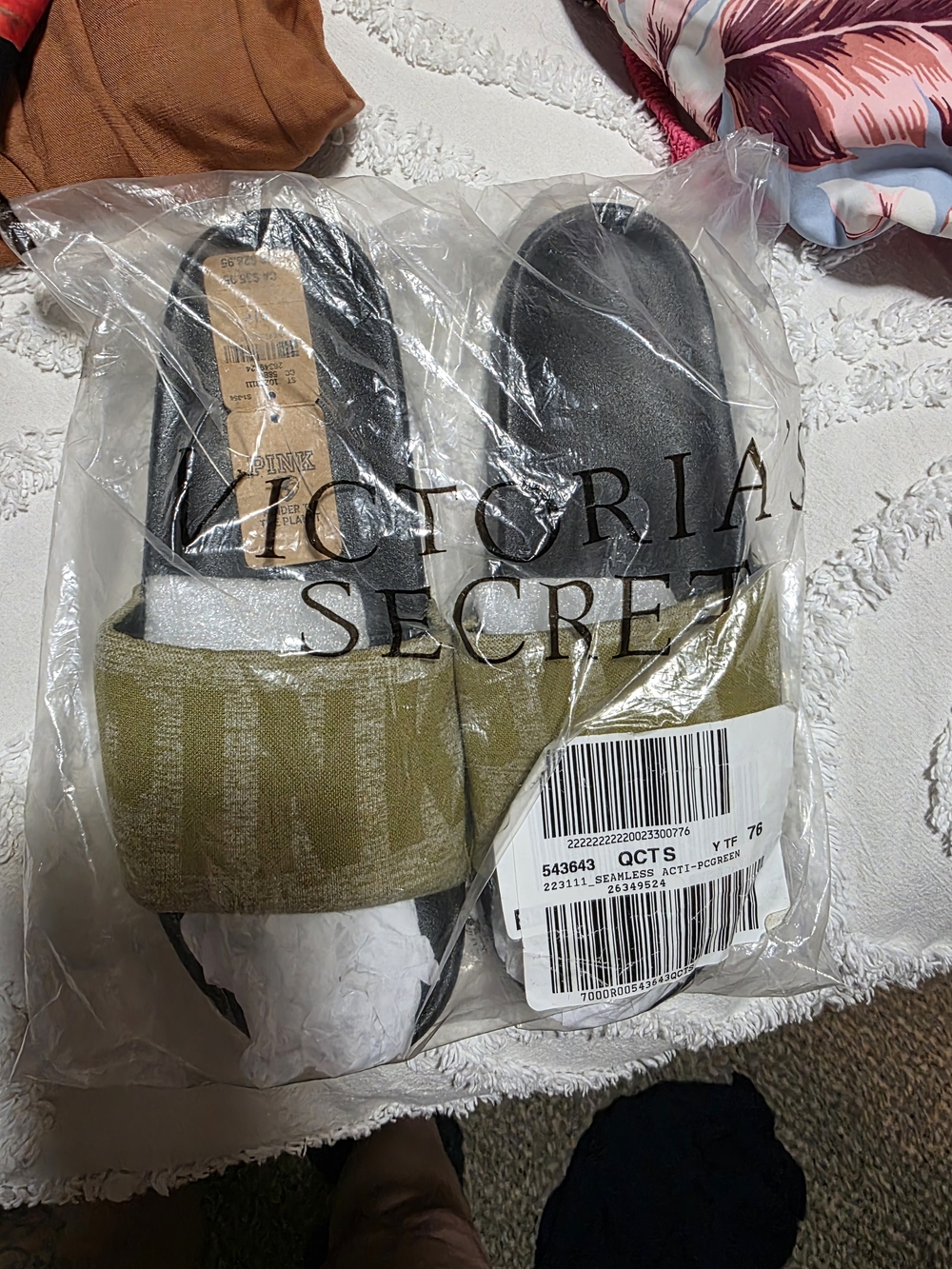 Victoria's Secret Black Slide Sandals with Logo Jacquard
